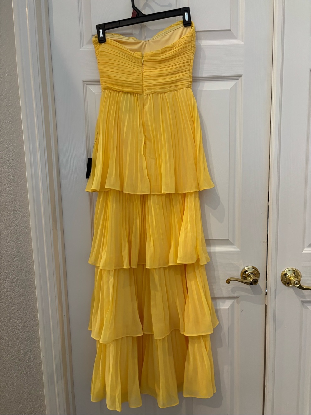 Lulu's Yellow Strapless Tiered Maxi Dress